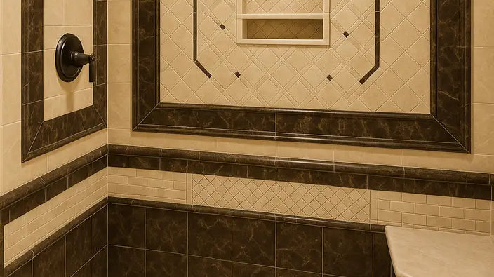 Crema Marfil & Emperador Dark Marble in 2025: Crafting Richly Contrasting Bathroom Showers with Tiles, Mosaics, Borders & Moldings | Surfaces Galore-American Stone