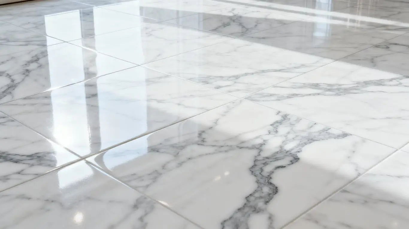 White marble floor tile with elegant veining