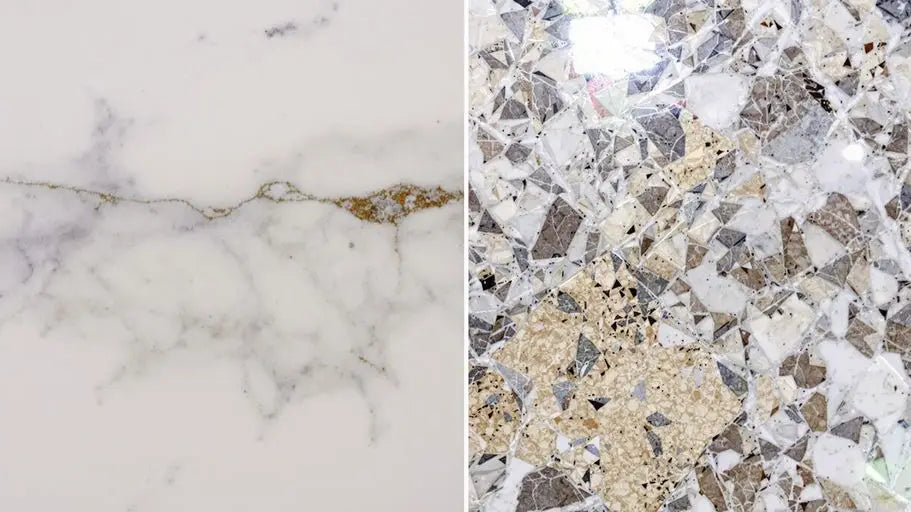 Two patterns of decorative natural stone: honed vs polished marble finishes
