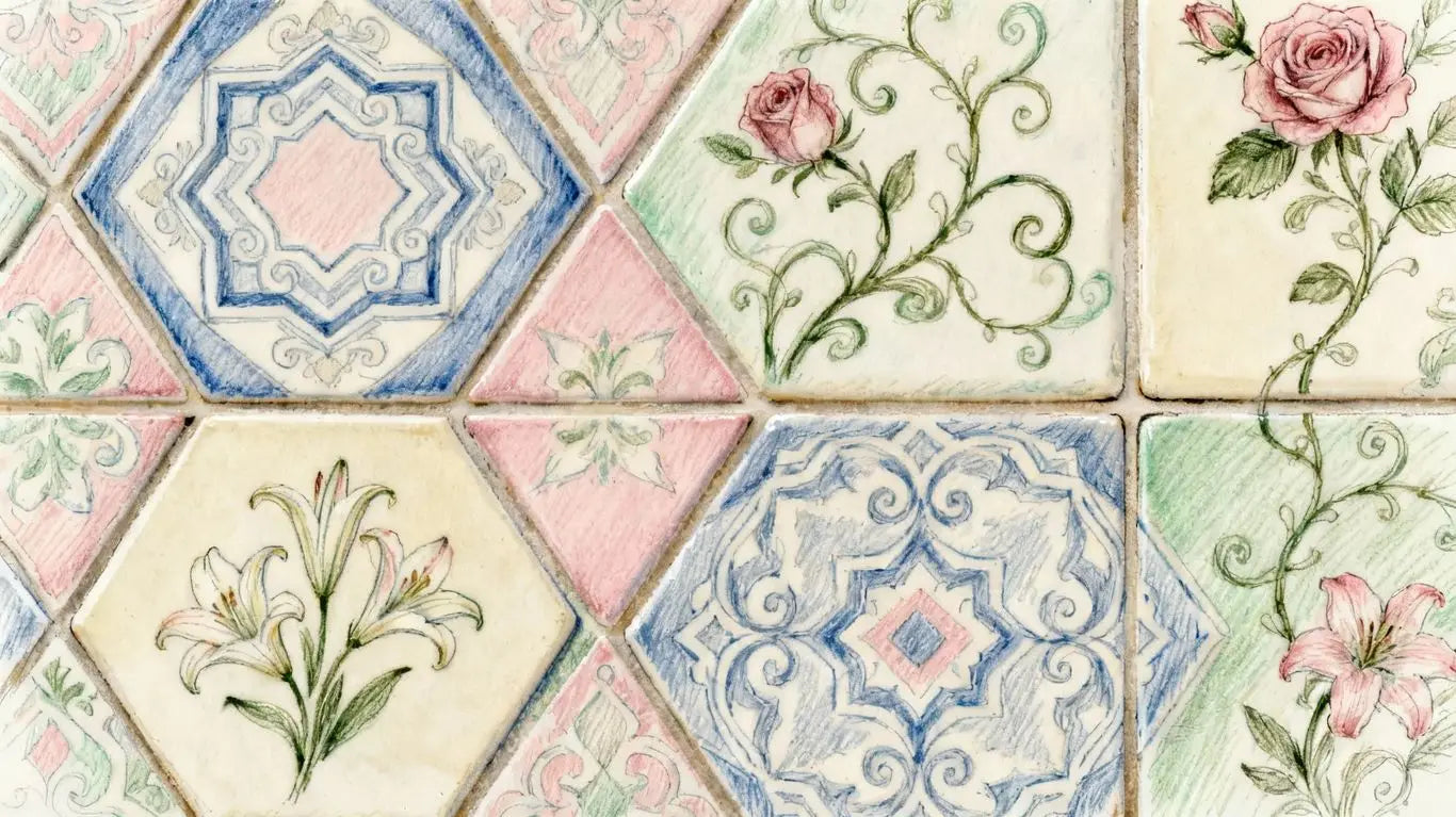 Classic French tile patterns sketch