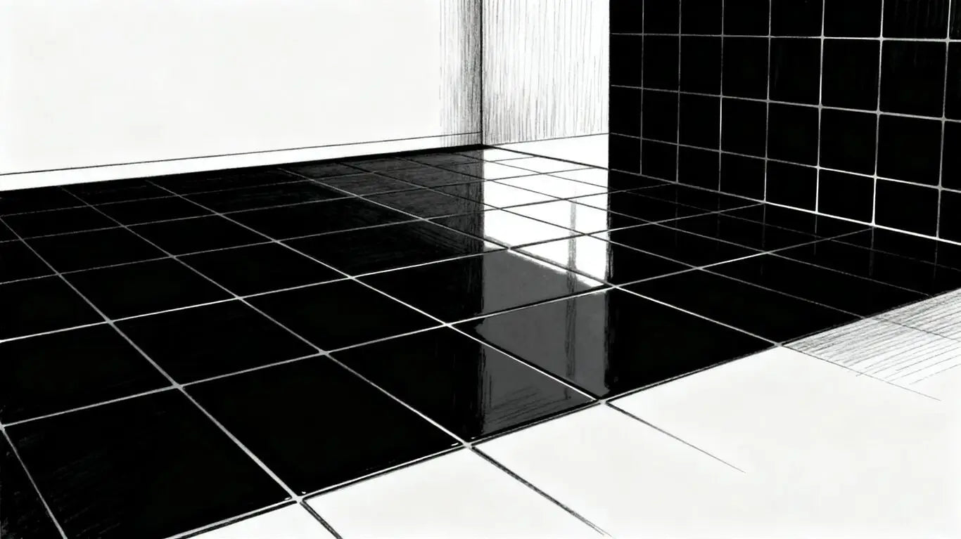 12x12 black tiles transforming a room's interior design.
