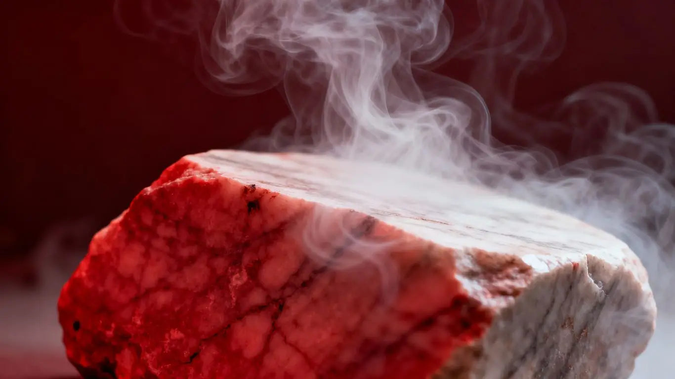 Enshrouded red marble stone