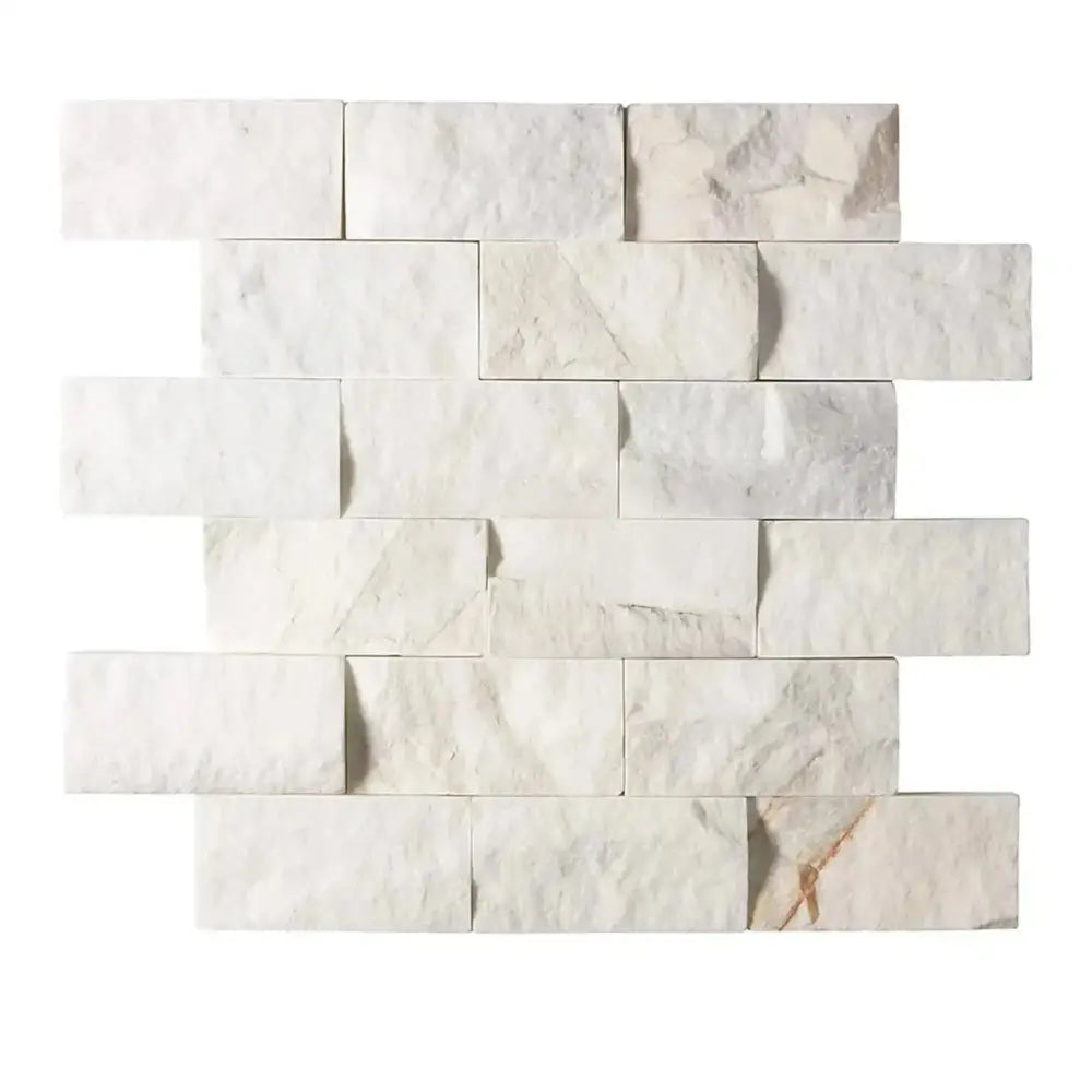 Calacatta Oro (Gold) Select 2X4 Brick Split-Faced Mosaic Marble Tile-American Stone