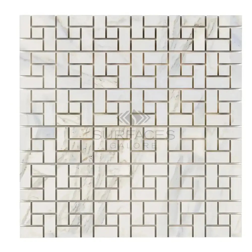 Calacatta Oro (Gold) Select Pinwheel (w/Calacatta Oro (Gold) Select) Mosaic Marble Tile-American Stone