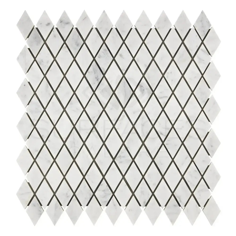 Carrara White Royale 1X2 Diamond / Rhomboid Mosaic Marble Tile-American Stone