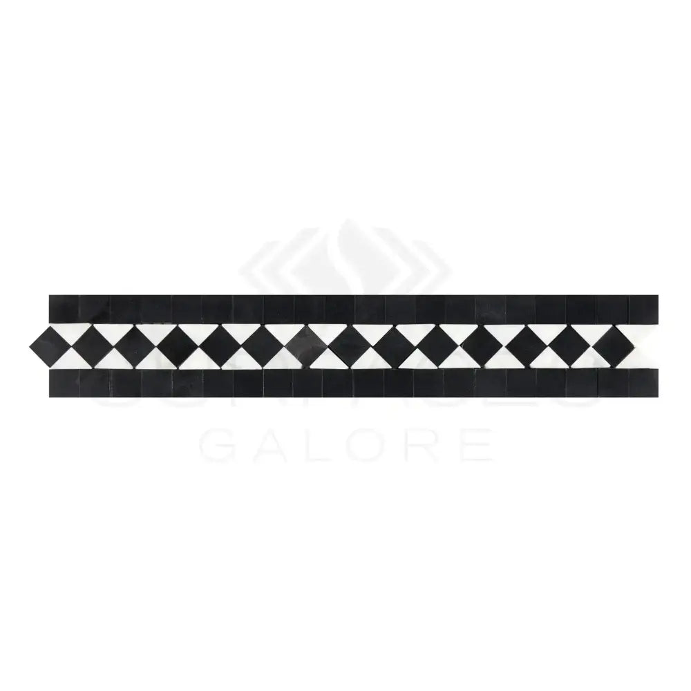 Carrara White Royale 2X12 BIAS Border (w/ Black)-American Stone
