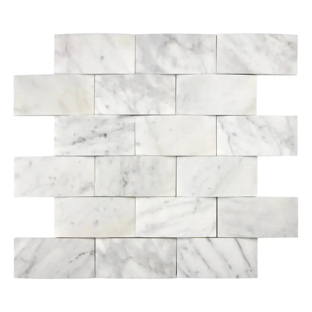 Carrara White Royale 2X4 Round-Faced Mosaic Marble Tile-American Stone