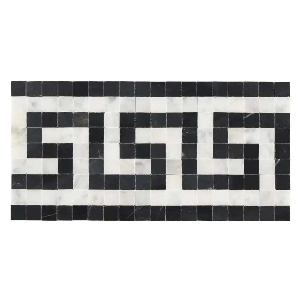 Carrara White Royale 3 1/2X7 Greek Key Border (w/ Black)-American Stone