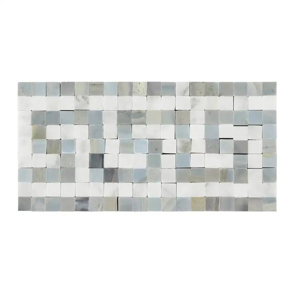 Carrara White Royale 3 1/2X7 Greek Key Border (w/ Blue-Gray)-American Stone
