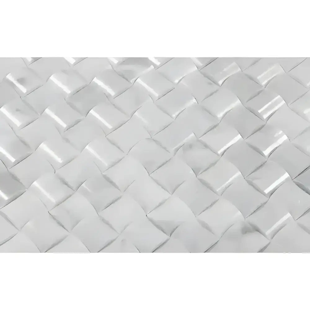 Carrara White Royale 3-D Small-Bread Mosaic Marble Tile-American Stone