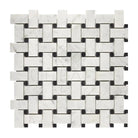 Carrara White Royale Basketweave (w/ Black) Mosaic Marble Tile-American Stone