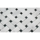 Carrara White Royale Basketweave (w/ Black) Mosaic Marble Tile-American Stone