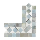 Carrara White Royale BIAS Border CORNER (w/ Blue-Gray)-American Stone