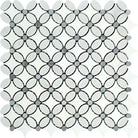 Carrara White Royale Florida Flower Mosaic (Thassos+White Carrara White Royale(Oval)+Blue-Gray(Dots)) Mosaic Marble Tile-American Stone