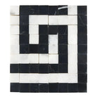 Carrara White Royale Greek Key Border CORNER (w/ Black) 3 1/8 X 3 1/2-American Stone