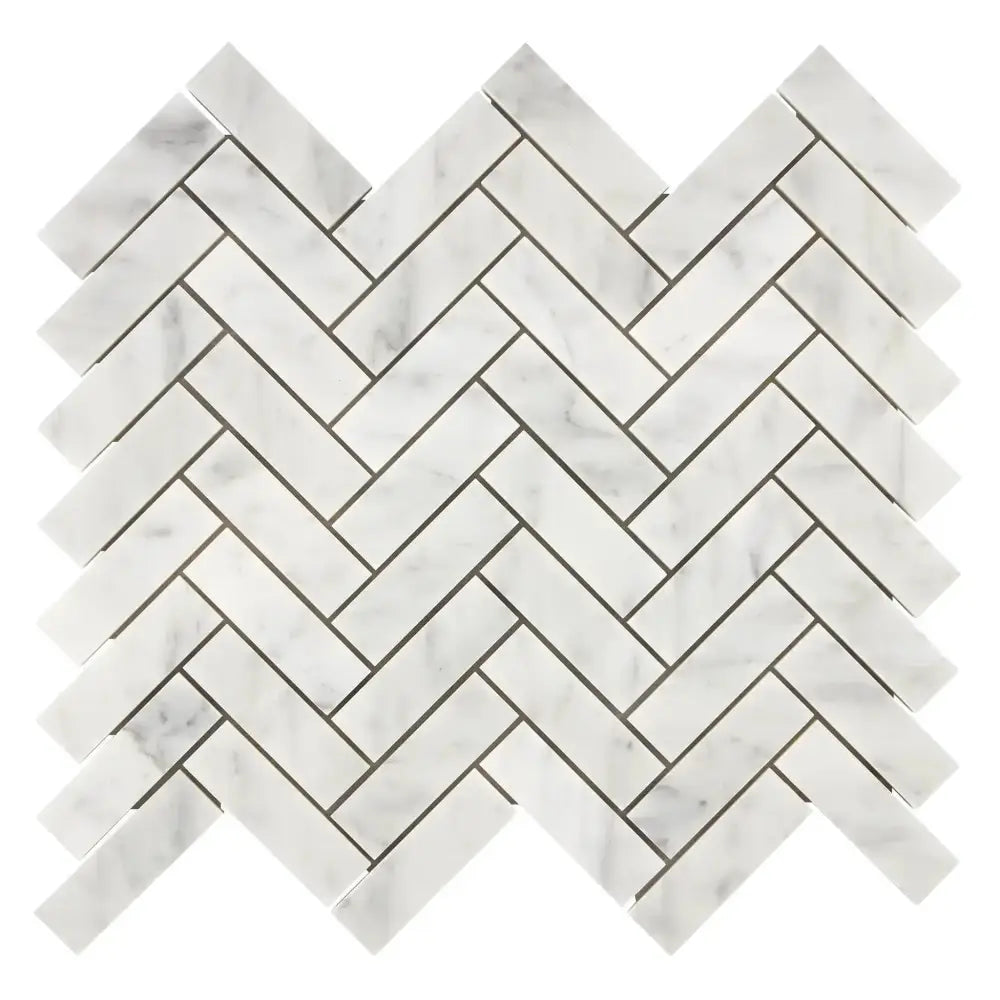 Carrara White Royale Herringbone Mosaic 1X3 Brick Mosaic Marble Tile-American Stone