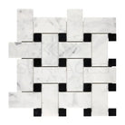 Carrara White Royale Large Basketweave (w/ Black) Mosaic Marble Tile-American Stone
