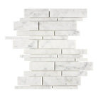 Carrara White Royale Manhattan (Random-Strip) Mosaic Marble Tile-American Stone