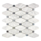 Carrara White Royale Octave (Long Octagon)(Blue-Gray) Mosaic Marble Tile-American Stone