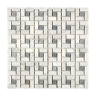 Carrara White Royale Pinwheel Mosaic (w/Blue-Gray) Mosaic Marble Tile-American Stone
