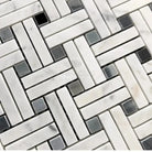 Carrara White Royale Stanza (w/Black/Blue-Gray) Mosaic Marble Tile-American Stone