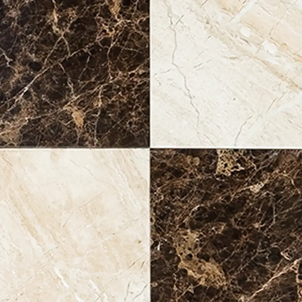Checkerboard Emperador Dark Oro Marble and Diano Royal Marble 18X18 Set-American Stone