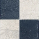 Checkerboard Nero Marquina Prestige Marble and Carrara White Royale Marble 12X12 Tumbled Set-American Stone