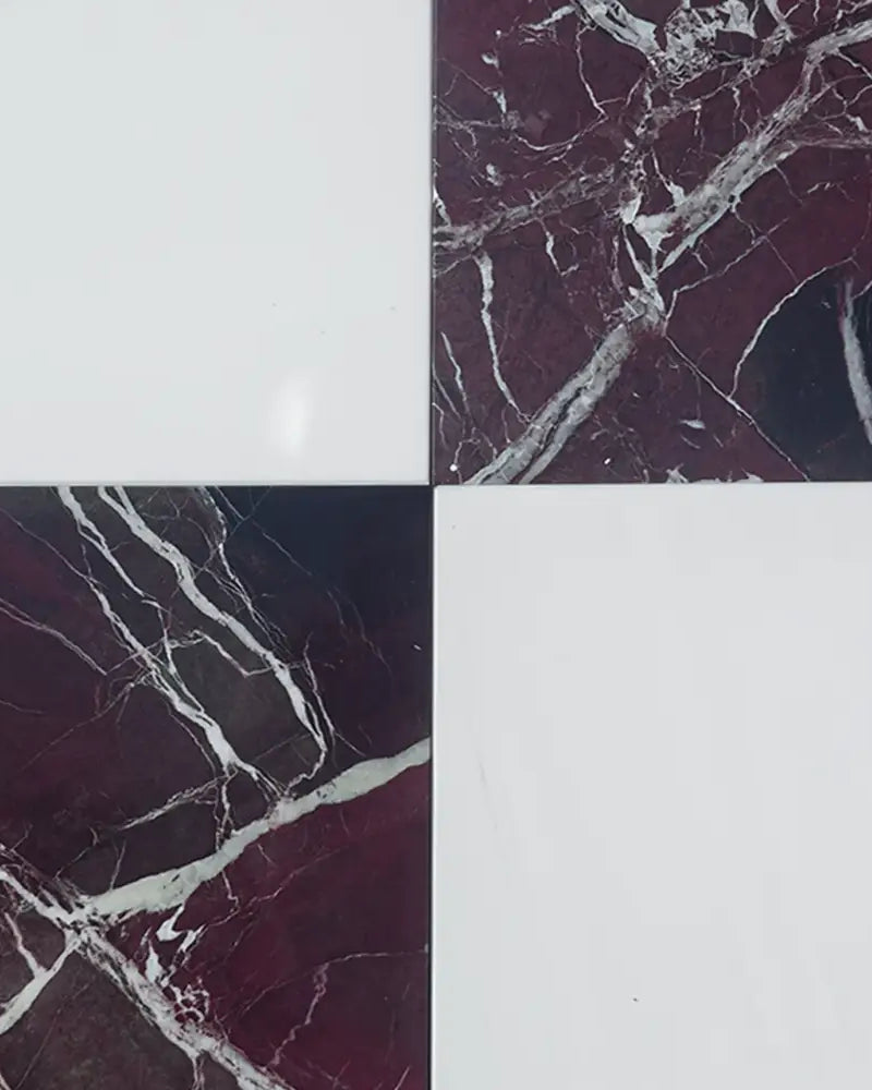 Checkerboard Rosso Levanto Royale and Dolomite Prestige Prestige 12X12 Set-American Stone