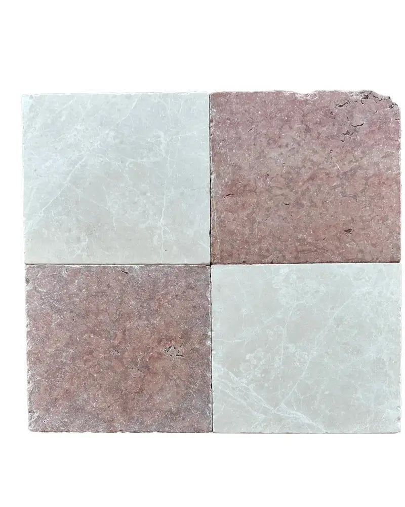 Checkerboard Rosso Levanto Royale and Dolomite Prestige Prestige 12X12 Set-American Stone