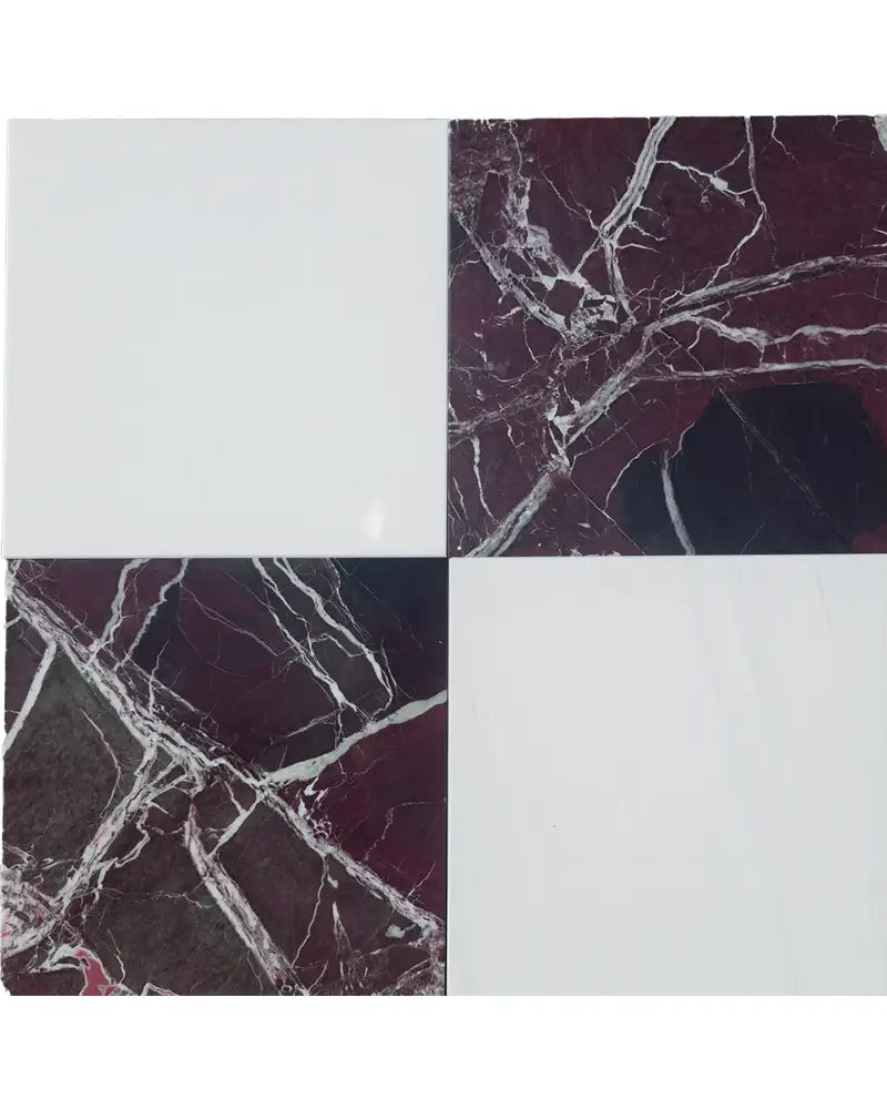 Checkerboard Rosso Levanto Royale and Dolomite Prestige Prestige 12X12 Set-American Stone