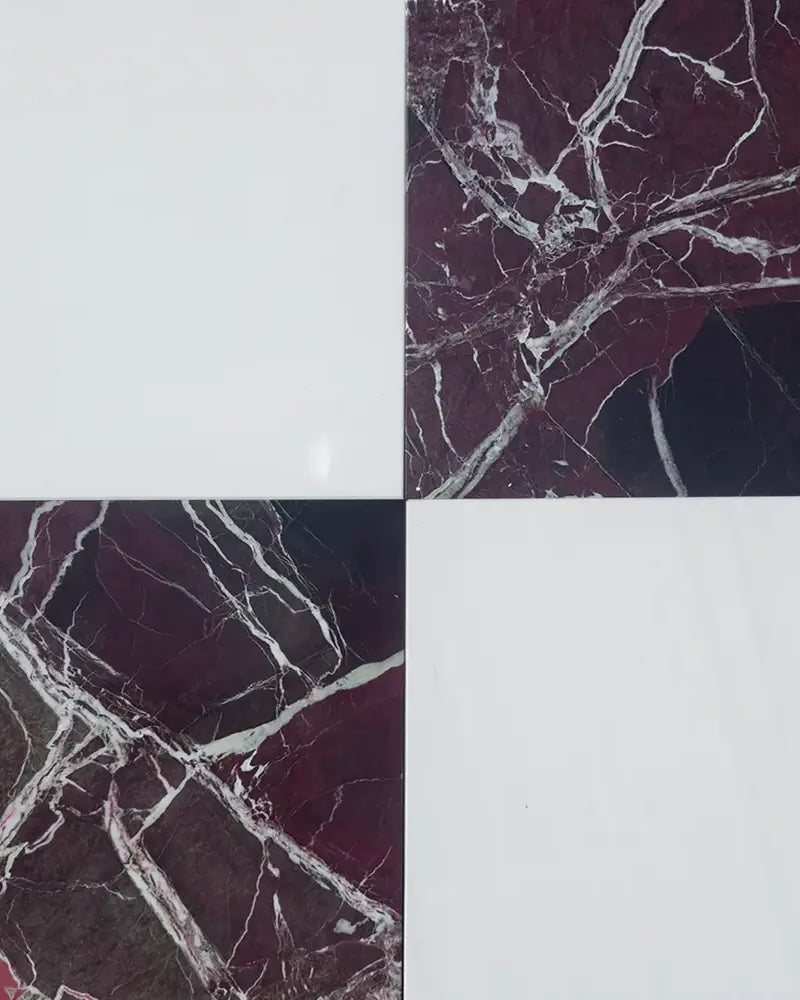 Checkerboard Rosso Levanto Royale and Dolomite Prestige Prestige 12X12 Set-American Stone