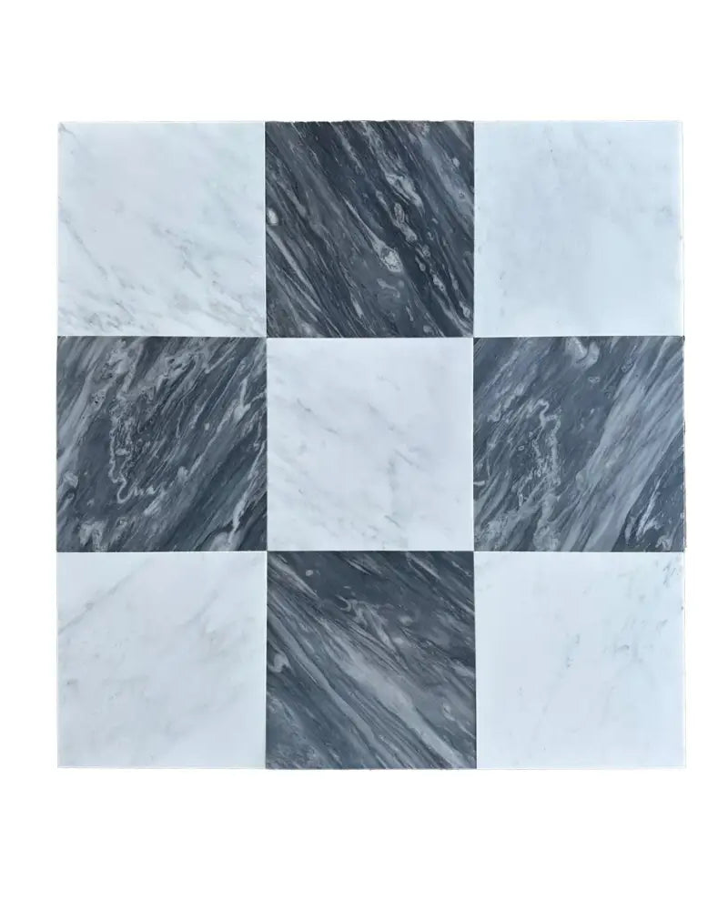 Checkerboard Rosso Levanto Royale and Nero Marquina Prestige 12X12 Set-American Stone