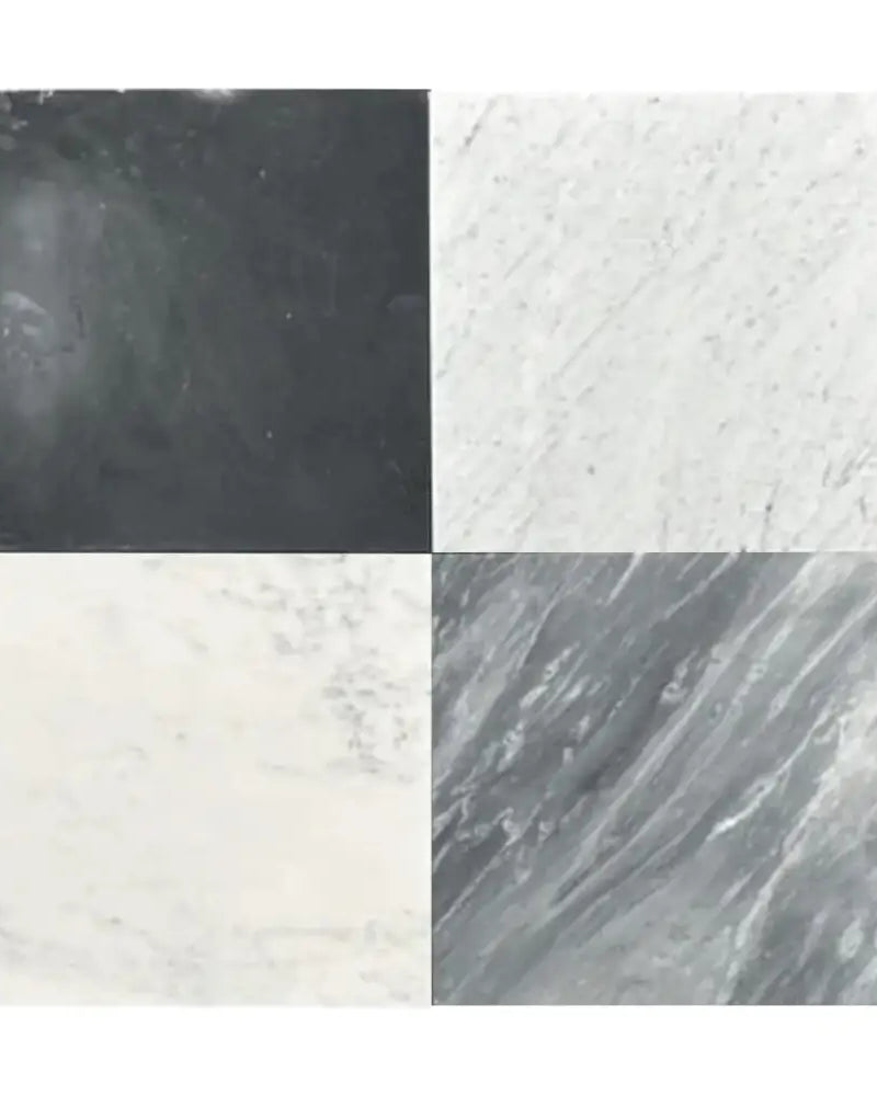 Checkerboard Rosso Levanto Royale and Nero Marquina Prestige 12X12 Set-American Stone