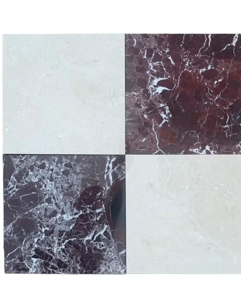 Checkerboard Rosso Levanto Royale and Crema Marfil Select 12X12 Set-American Stone