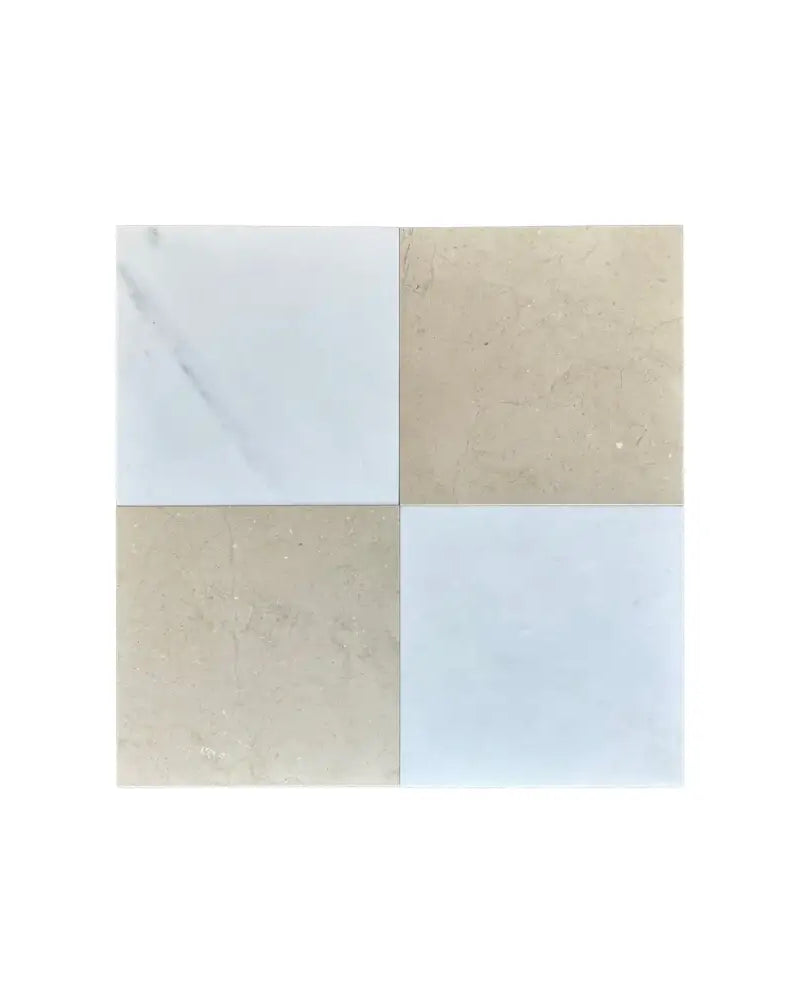 Checkerboard Rosso Levanto Royale and Crema Marfil Select 12X12 Set-American Stone