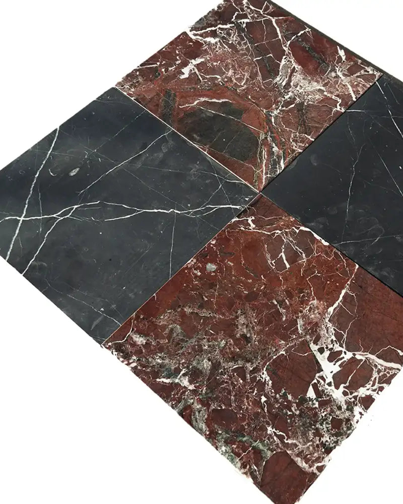 Checkerboard Rosso Levanto Royale and Crema Marfil Select 12X12 Set-American Stone