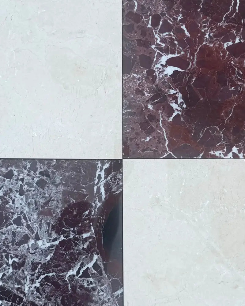 Checkerboard Rosso Levanto Royale and Crema Marfil Select 12X12 Set-American Stone