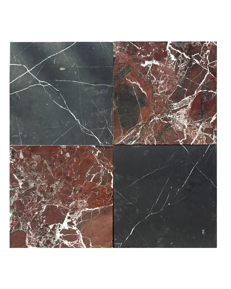 Checkerboard Rosso Levanto Royale and Crema Marfil Select 12X12 Set-American Stone