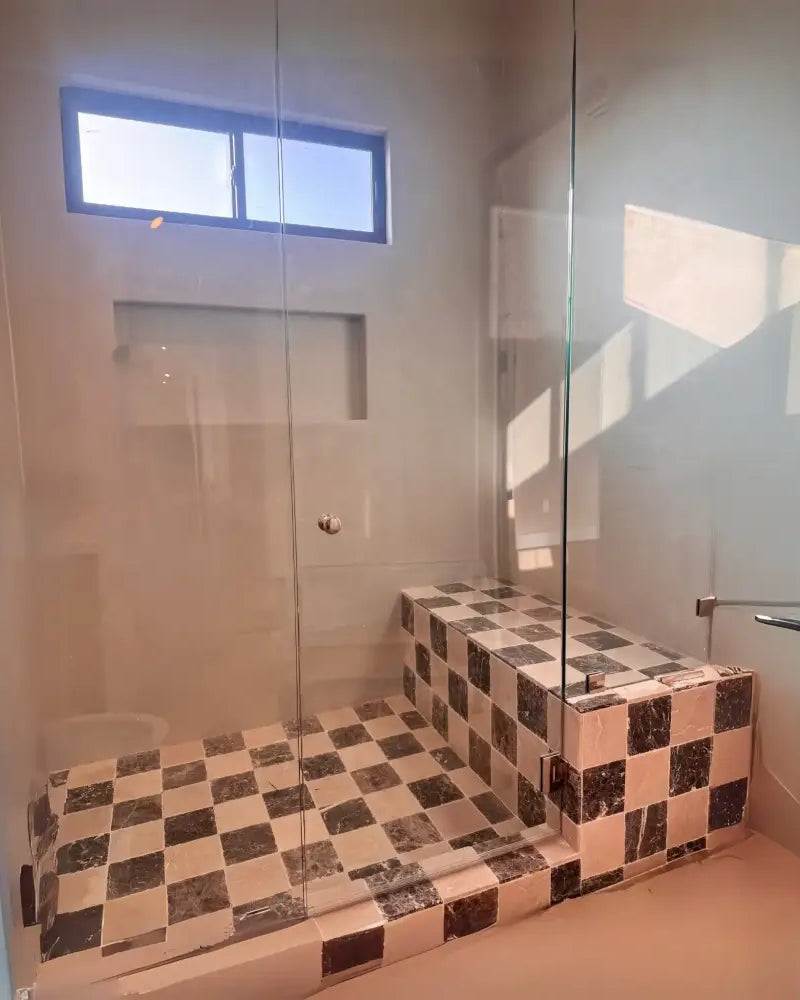 Checkerboard Rosso Levanto Royale and Crema Marfil Select 12X12 Set-American Stone