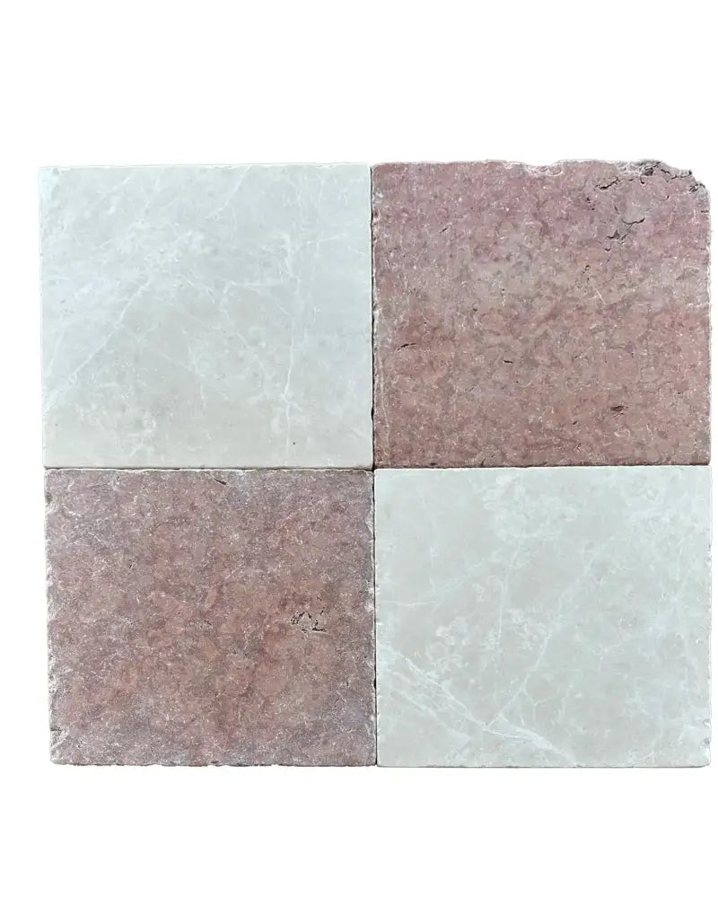 Checkerboard Rosso Levanto Royale and Crema Marfil Select 12X12 Set-American Stone