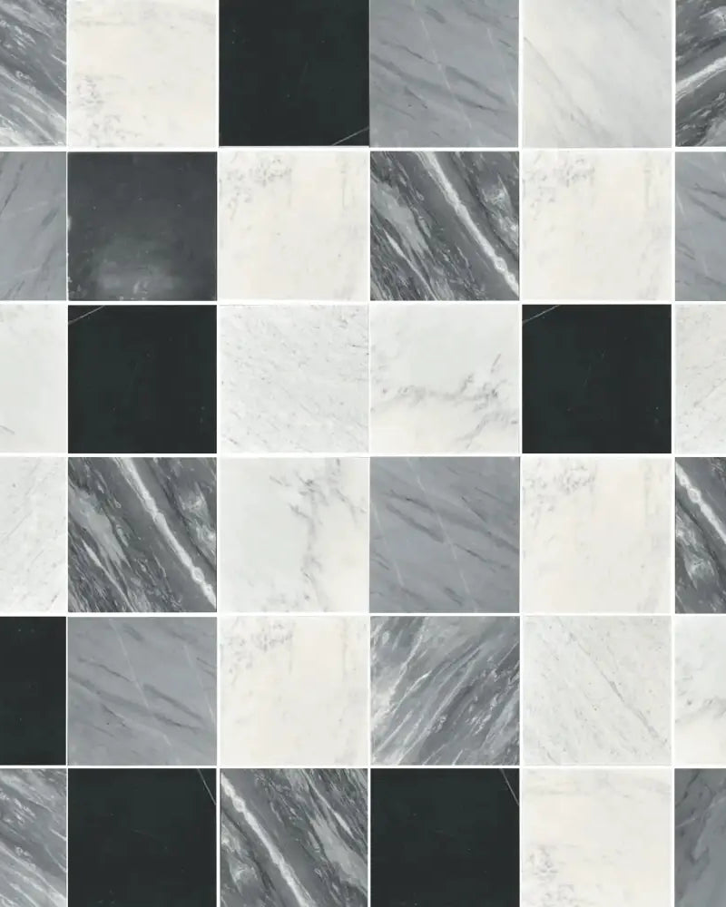 Checkerboard Rosso Levanto Royale and Crema Marfil Select 12X12 Set-American Stone