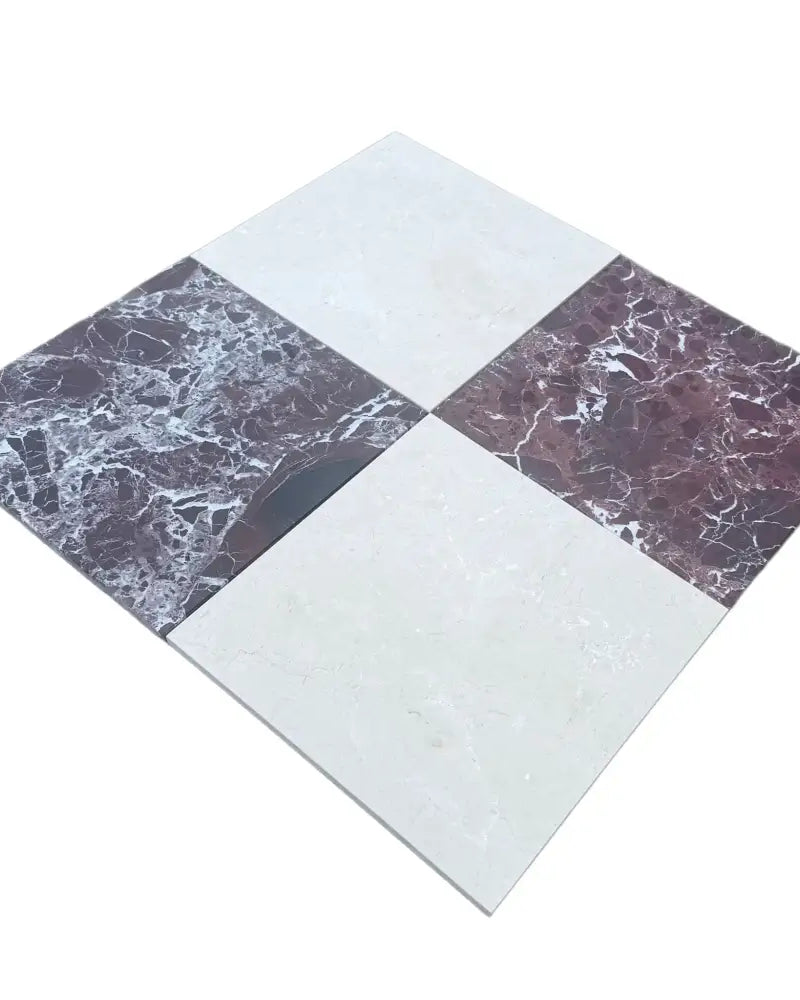 Checkerboard Rosso Levanto Royale and Crema Marfil Select 12X12 Set-American Stone
