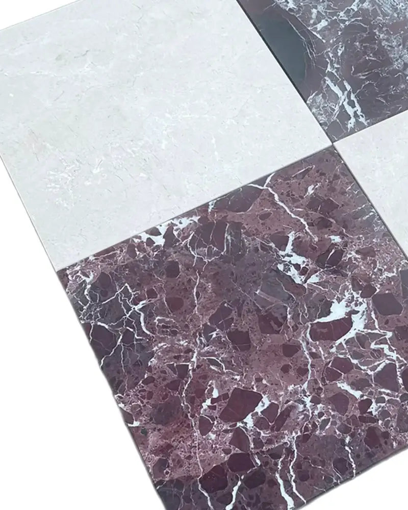 Checkerboard Rosso Levanto Royale and Crema Marfil Select 12X12 Set-American Stone