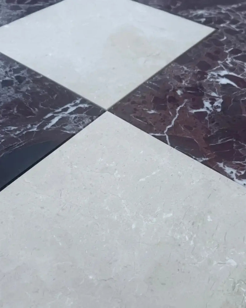 Checkerboard Rosso Levanto Royale and Crema Marfil Select 12X12 Set-American Stone