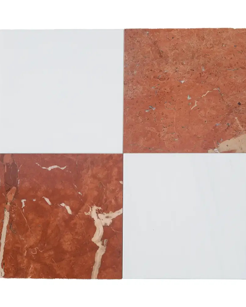 Checkerboard Rosso Levanto Royale and Crema Marfil Select 12X12 Set-American Stone