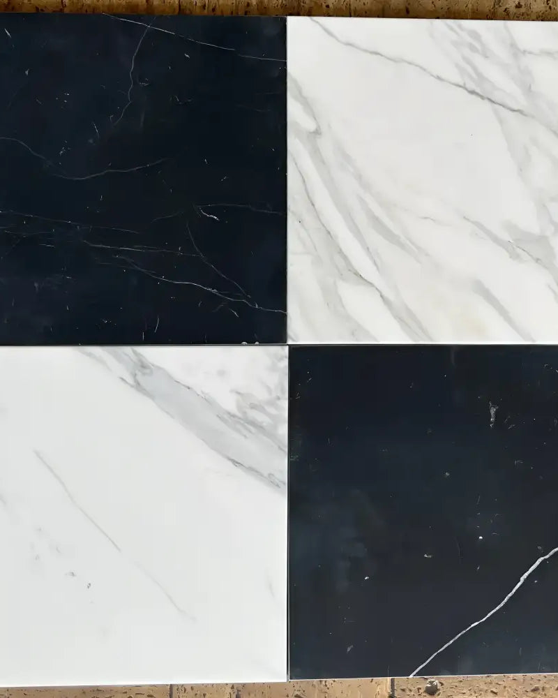 Checkerboard Rosso Levanto Royale and Nero Marquina Prestige 12X12 Set-American Stone