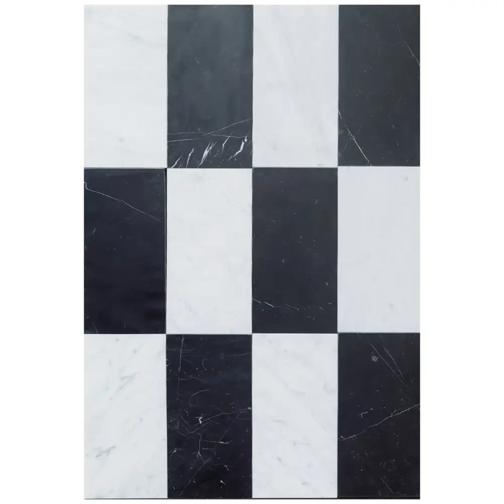 Como in Carrara White Royale 6X12 and Nero Marquina Prestige 6X12 Set-American Stone