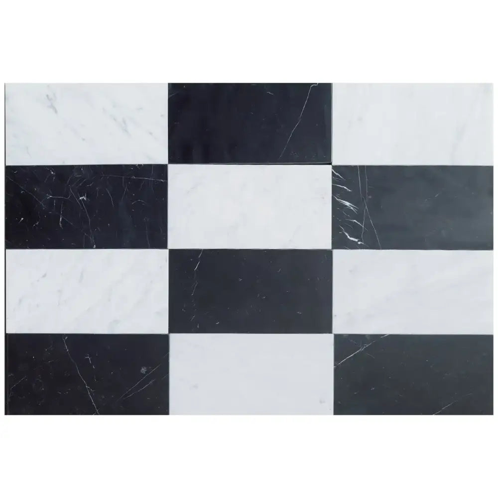 Como in Carrara White Royale 6X12 and Nero Marquina Prestige 6X12 Set-American Stone