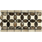 Crema Marfil Select Marble 5 3/4X11 1/4 Florida Flower Border (Crema Marfil Select+Emp. Light+Emp. Dark) Polished-American Stone