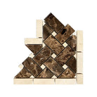 Crema Marfil Select Marble Basketweave Border CORNER w/ Emp. Dark Dots Polished-American Stone